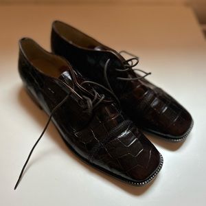 Sesto Meucci vintage woven leather lace up loafers